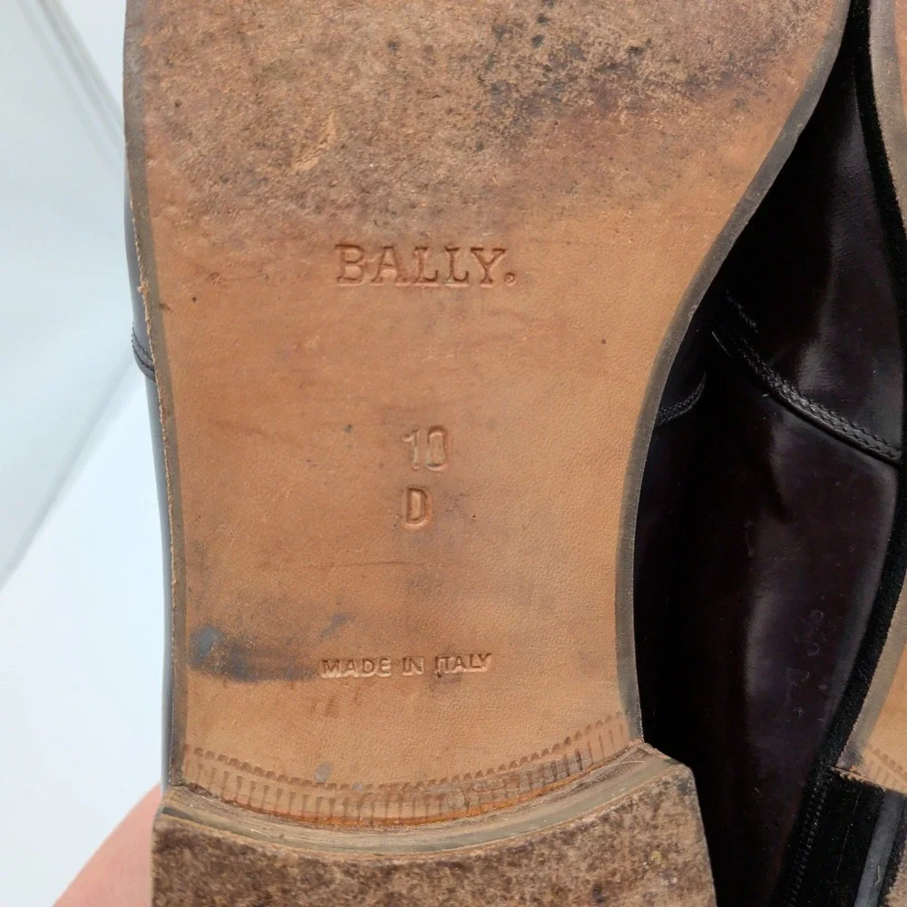 Bally Kiltie Penny Loafers Mens Burgundy Leather Fringe Made in Italy Size 10D